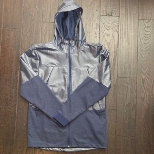 Under Armour Men's Metallic Silver and Navy Windbreaker COLDGEAR